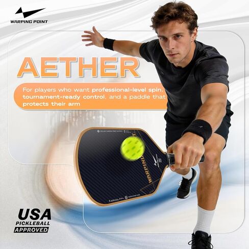 Point Point Aether Hybrid Hybrid Kevlar Pickleball Paddle مع 16 مم جديد Widecell Core ™ من أجل إعادة التثبيت المعززة ، سطح قشر Spinmax ™ للتحكم في الدوران المتفوق ، بناء سلس حراري للاستقرار in Kuwait