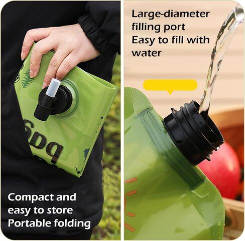 Portable Foldable Water Bag, 8L Collapsible Water Container with Adjustable Faucet, No-Leak Camping Storage Bag, Universal for Camping, Hiking, Outdoor Adventures (Khaki) in Kuwait
