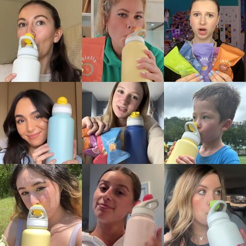 زجاجة مياه هوائية من الفولاذ المقاوم للصدأ أزور سعة 32 أونصة مع 5 قرون نكهة ScentSip، زبادي، جوافة، توت أزرق، شعير محمص، قرون نكهة العنب in Kuwait