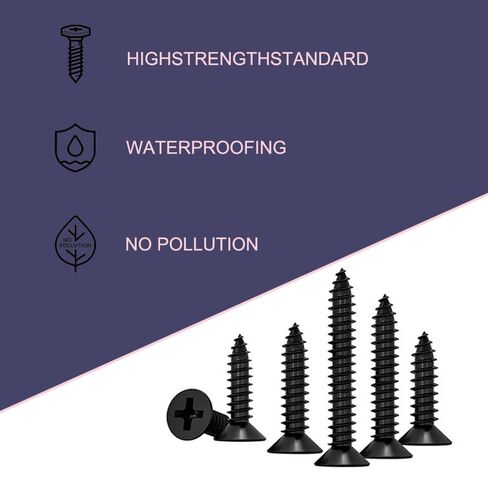 1200 Pcs Small/Micro black Self-Tapping Screws Set. Phillips Flat Head M2 M2.6 M3 Carbon Steel Small Countersunk Self-Tapping Screws for Wood, Plastic and Soft Metal, DIY Micro Furniture Box. in Kuwait