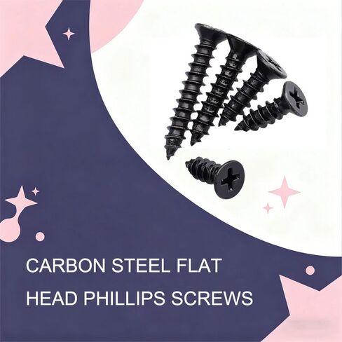 1200 Pcs Small/Micro black Self-Tapping Screws Set. Phillips Flat Head M2 M2.6 M3 Carbon Steel Small Countersunk Self-Tapping Screws for Wood, Plastic and Soft Metal, DIY Micro Furniture Box. in Kuwait