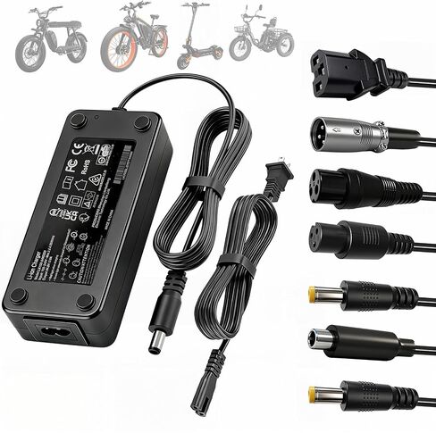 54.6V 2A 7 in 1 Universal Ebike Scooter Charger for 48V 13S Lithium Battery Compatible with Segway Jetson Ninebot Gotrax Razor Bird Sisigad Hiboy Fast Charging, Overcharge Protection, SGS Certified in Kuwait