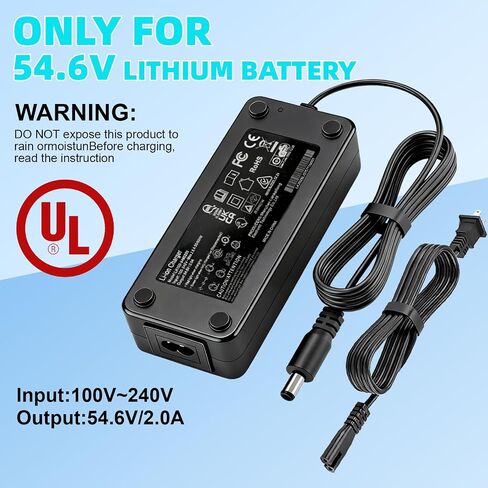 54.6V 2A 7 in 1 Universal Ebike Scooter Charger for 48V 13S Lithium Battery Compatible with Segway Jetson Ninebot Gotrax Razor Bird Sisigad Hiboy Fast Charging, Overcharge Protection, SGS Certified in Kuwait