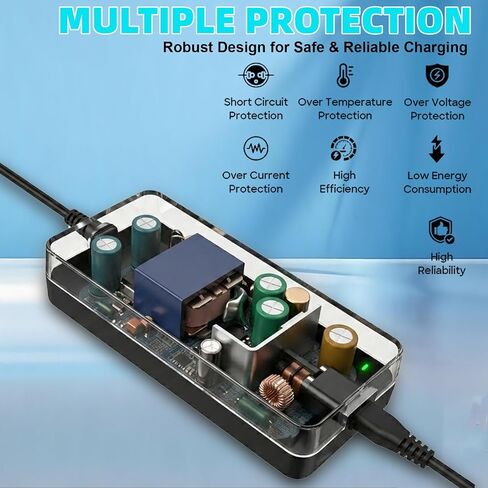 54.6V 2A 7 in 1 Universal Ebike Scooter Charger for 48V 13S Lithium Battery Compatible with Segway Jetson Ninebot Gotrax Razor Bird Sisigad Hiboy Fast Charging, Overcharge Protection, SGS Certified in Kuwait