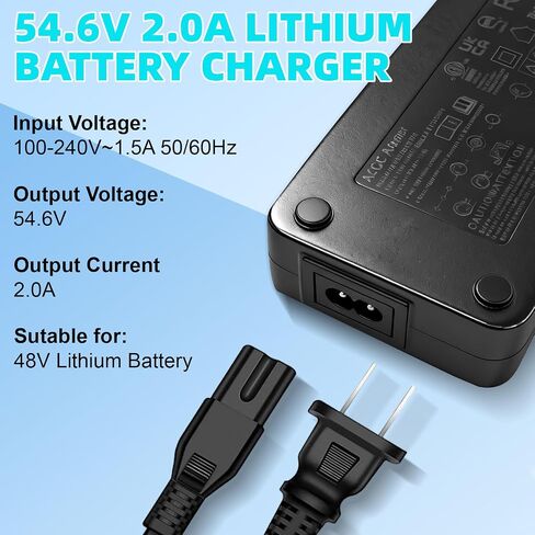 54.6V 2A 7 in 1 Universal Ebike Scooter Charger for 48V 13S Lithium Battery Compatible with Segway Jetson Ninebot Gotrax Razor Bird Sisigad Hiboy Fast Charging, Overcharge Protection, SGS Certified in Kuwait
