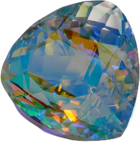 Lab-Created AA++Rainbow 64.15 Ct Gemstone Mystic Topaz Trillion Cut CERTIFIED in Kuwait