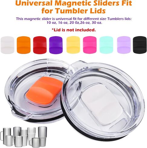 9 Pcs Magnetic Slider Replacement for Yeti Lids 10 oz, 14oz, 16 oz, 20 oz, 26 oz, 30 oz (Light pink, Black, Light Blue, Purple, Light Purple, Red, Orange, White, Yellow) in Kuwait