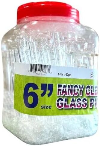 Oil burner bubble 6 Inch Glass Pipes, Clear, Fancy Design, 60 Pieces Jar Display in Kuwait
