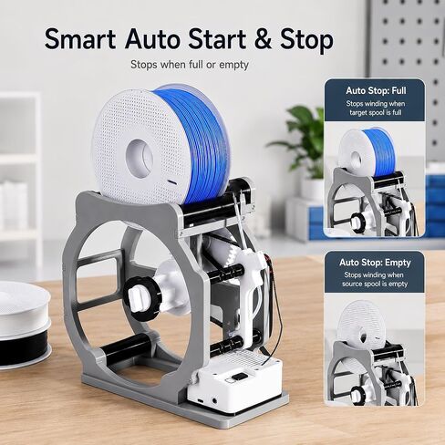 THOUSANDSUNNY 3D Filament Respooler، لفافة بكرة خيوط كهربائية صناعية عالمية مع بدء وإيقاف ذكي لبكرات 2.2 رطل in Kuwait