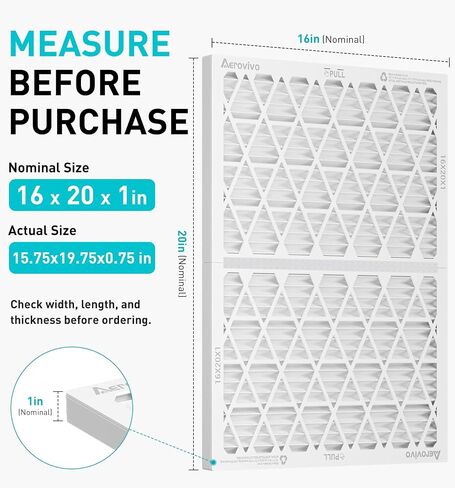 فلتر هواء 16x20x1، نظام فلتر فرن HVAC قابل لإعادة الملء MERV 8 مع إطار ABS قابل لإعادة الاستخدام و6 وسائط فلتر بديلة، الحجم الفعلي 15.75x19.75x0.75 بوصة in Kuwait