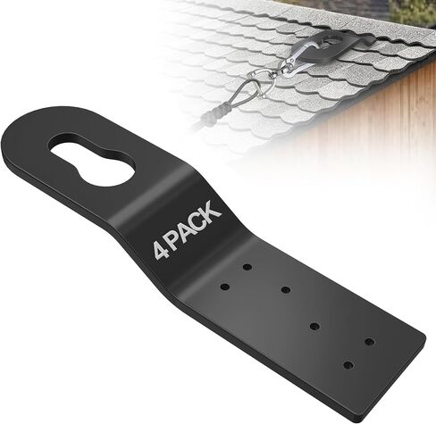 Permanent Roof Anchor 4 Pack, Wood Roof Fall Protection Tie Off | Roof anchor only, aluminum alloy, black powder coated, 6 mounting holes, wood roof tie off point, no harness included in Kuwait