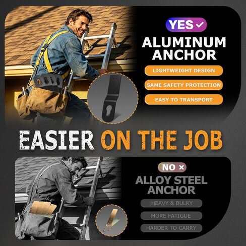 Permanent Roof Anchor 4 Pack, Wood Roof Fall Protection Tie Off | Roof anchor only, aluminum alloy, black powder coated, 6 mounting holes, wood roof tie off point, no harness included in Kuwait