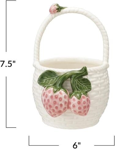 Creative Co-Op Stoneware Strawberry Basket Container in Kuwait