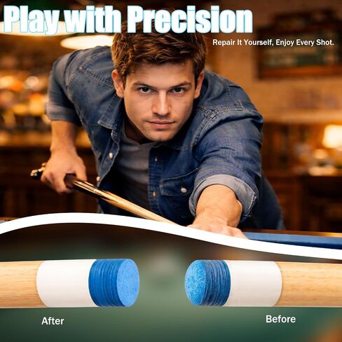 Pool Cue Tips Replacement Kit, 13mm Pool Cue Tip Repair Tool Kit, Billiards Cue Replacement Tip Kit with Cue Cloth, Pool Chalk, Billiard Pool Accessories in Kuwait