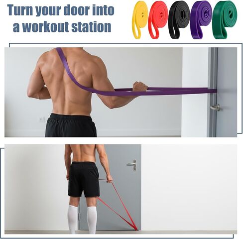 8pcs Pull Up Assistance Bands Set 5pcs Resistance Bands & 2pcs Thin Pull Up Band & Cloth Bag Gym Exercise Workout Band for Men Working Out Stretching Physical Therapy Muscle Training Shape Body in Kuwait
