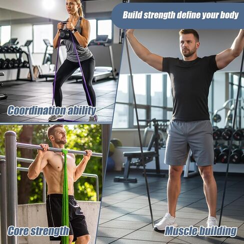 8pcs Pull Up Assistance Bands Set 5pcs Resistance Bands & 2pcs Thin Pull Up Band & Cloth Bag Gym Exercise Workout Band for Men Working Out Stretching Physical Therapy Muscle Training Shape Body in Kuwait
