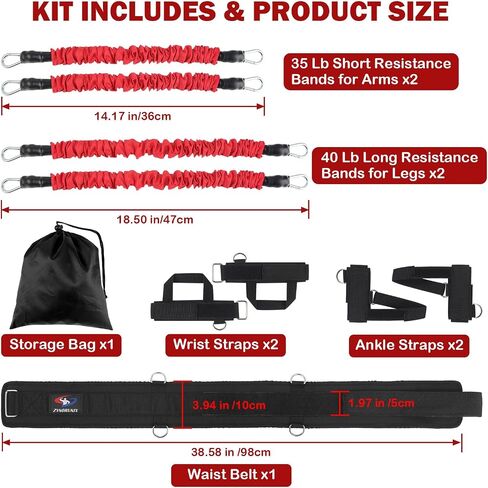 Boxing Resistance Bands Set, MMA Martial Arts Training Equipment at Home with Handles/Ankle Cuff/Belt, Exercise Bands Full Body for Shadow Boxing Workout to Enhance Explosive Power/Speed/Agility in Kuwait