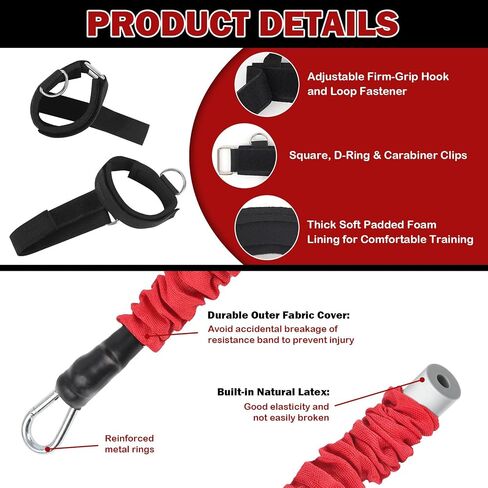 Boxing Resistance Bands Set, MMA Martial Arts Training Equipment at Home with Handles/Ankle Cuff/Belt, Exercise Bands Full Body for Shadow Boxing Workout to Enhance Explosive Power/Speed/Agility in Kuwait