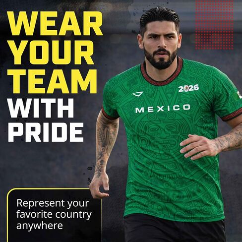 قميص 3N2 Mexico Fan - تي شيرت داعم لكرة القدم خفيف الوزن وجيد التهوية ليوم اللعب والتدريب والملابس الكاجوال (للجنسين) in Kuwait