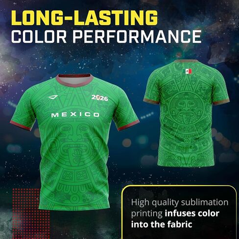 قميص 3N2 Mexico Fan - تي شيرت داعم لكرة القدم خفيف الوزن وجيد التهوية ليوم اللعب والتدريب والملابس الكاجوال (للجنسين) in Kuwait