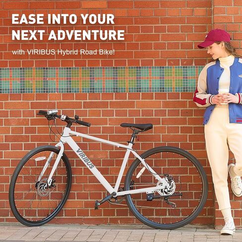 VIRIBUS Hybrid Bikes, 28 inch Road Bike, Mens Bike with Lightweight Aluminum Frame, 700C Bicycle 7 Speed, Bicycles for Tall Men Women Adults in Kuwait
