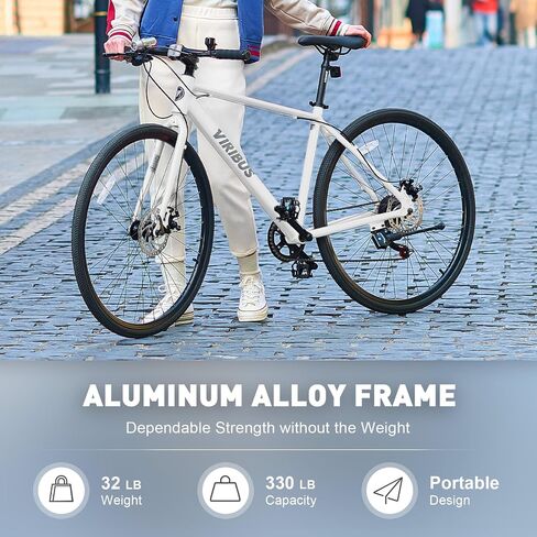 VIRIBUS Hybrid Bikes, 28 inch Road Bike, Mens Bike with Lightweight Aluminum Frame, 700C Bicycle 7 Speed, Bicycles for Tall Men Women Adults in Kuwait