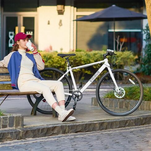 VIRIBUS Hybrid Bikes, 28 inch Road Bike, Mens Bike with Lightweight Aluminum Frame, 700C Bicycle 7 Speed, Bicycles for Tall Men Women Adults in Kuwait