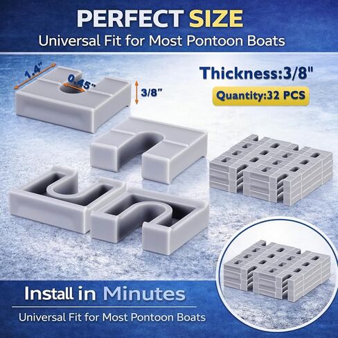 Pangda 32 Pcs Pontoon Fence Riser Kit Pontoon Boat Rail Spacers for Rising Boat Railing Nylon Gray Eliminate Pooling Water on the Deck in Kuwait