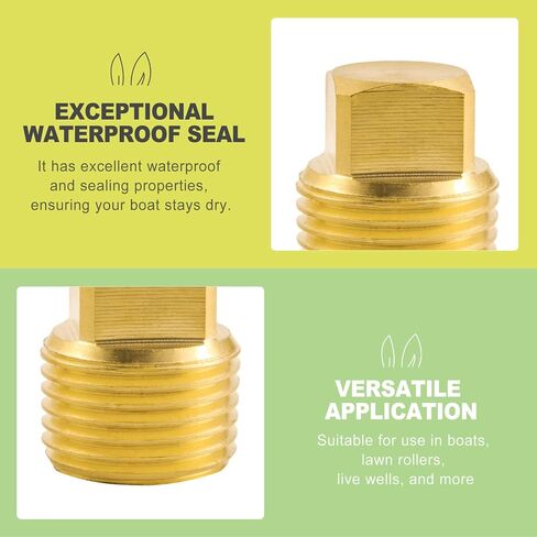2 Pack 1/2 Inch NPT Solid Brass Boat Drain Plugs Garboard Drain Plug Fits Most Boat Hulls Livewell Lawn Roller Replacement Plugs Marine Accessories in Kuwait