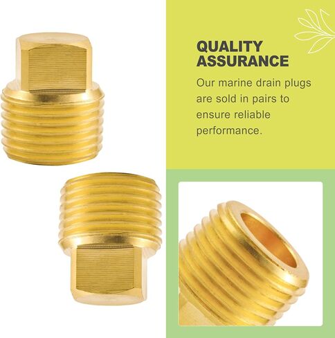 2 Pack 1/2 Inch NPT Solid Brass Boat Drain Plugs Garboard Drain Plug Fits Most Boat Hulls Livewell Lawn Roller Replacement Plugs Marine Accessories in Kuwait