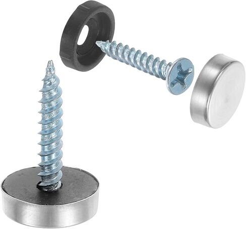 uxcell 12pcs Screw Covers Caps, 14mm Dia Stainless Steel Mirror Screws Decorative Cover Caps Nails Flat Gasket Mirror Screw Fasteners for Sign Advertising Hardware Construction, Silver in Kuwait