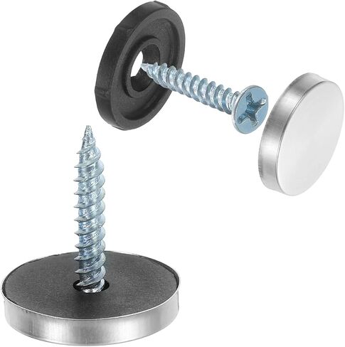 uxcell 12pcs Screw Covers Caps, 14mm Dia Stainless Steel Mirror Screws Decorative Cover Caps Nails Flat Gasket Mirror Screw Fasteners for Sign Advertising Hardware Construction, Silver in Kuwait