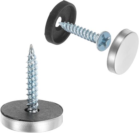 uxcell 12pcs Screw Covers Caps, 14mm Dia Stainless Steel Mirror Screws Decorative Cover Caps Nails Flat Gasket Mirror Screw Fasteners for Sign Advertising Hardware Construction, Silver in Kuwait