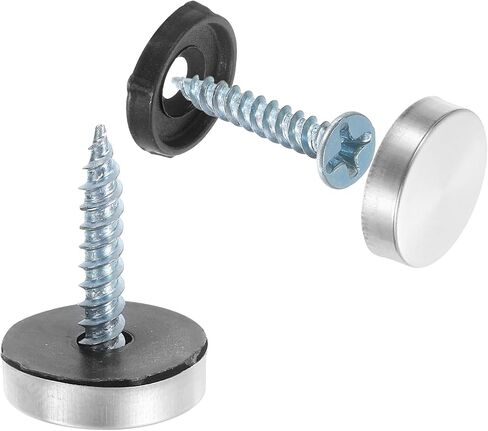 uxcell 12pcs Screw Covers Caps, 14mm Dia Stainless Steel Mirror Screws Decorative Cover Caps Nails Flat Gasket Mirror Screw Fasteners for Sign Advertising Hardware Construction, Silver in Kuwait