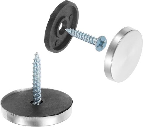 uxcell 12pcs Screw Covers Caps, 14mm Dia Stainless Steel Mirror Screws Decorative Cover Caps Nails Flat Gasket Mirror Screw Fasteners for Sign Advertising Hardware Construction, Silver in Kuwait