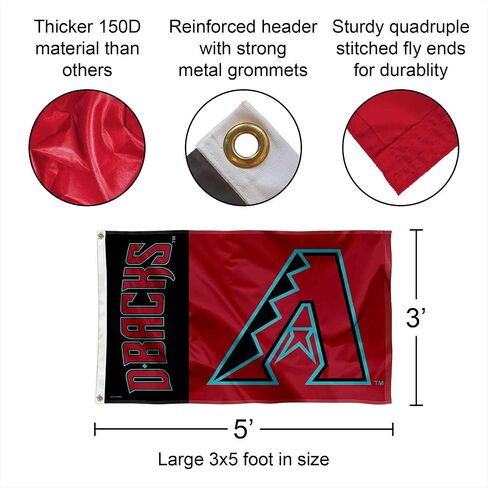 شعار Arizona Diamondbacks مقاس 3 × 5 أقدام علم بحلقة معدنية in Kuwait
