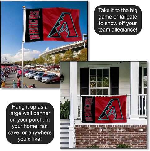 شعار Arizona Diamondbacks مقاس 3 × 5 أقدام علم بحلقة معدنية in Kuwait