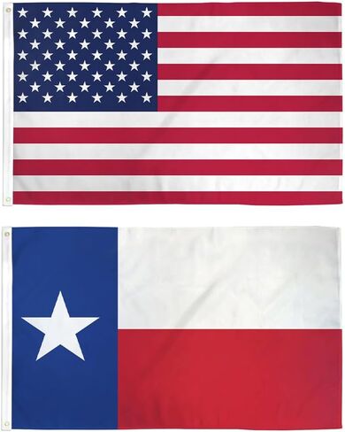USA and Texas 3x5ft Flag Bundle Set - Printed USA flag & Printed Texas State Flag - Strong Durable Polyester American Flag Set in Kuwait
