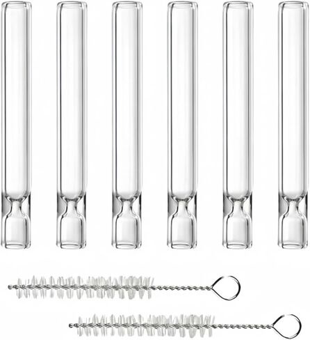 6 Pcs of Borosilicate Glass Tubes, 4 Inches Long/12 mm Outer Diameter/2 mm Thick-Walled Tubes, With 2 Cleaning Brushes, Blown Gglass Tubes in Kuwait
