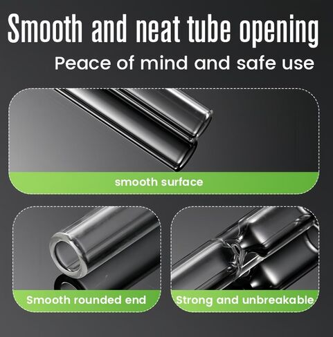 6 Pcs of Borosilicate Glass Tubes, 4 Inches Long/12 mm Outer Diameter/2 mm Thick-Walled Tubes, With 2 Cleaning Brushes, Blown Gglass Tubes in Kuwait