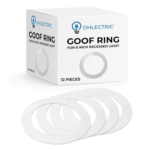 OHLECTRIC Heavy-Duty Metal Goof Rings for 6" Inch Recessed Lights (24-Pack) Can Light Trim Ring Cover for Ceiling & Wall Installations, Covers Ceiling Damage, Oversized Cutouts - ID 6.25" / OD 7.6" in Kuwait