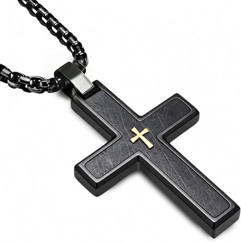 Cross Necklace 925 Sterling Silver Wood Cross Pendant Necklace Gold Plated Jesus Crucifix Religious Amulet Necklace Jewelry Gift for Men in Kuwait