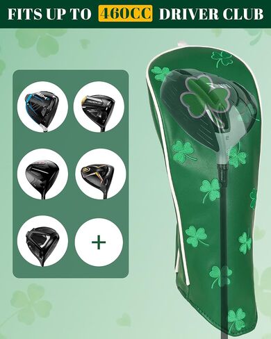 Big Teeth Golf Driver Headcover Irish Luck Driver Head Cover, Clover Golf Driver Head Covers Fits Up to 460cc Driver Cover, Golf Head Covers for Woods and Driver Green Color in Kuwait