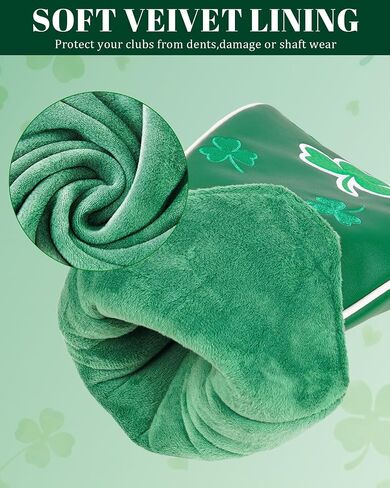 Big Teeth Golf Driver Headcover Irish Luck Driver Head Cover, Clover Golf Driver Head Covers Fits Up to 460cc Driver Cover, Golf Head Covers for Woods and Driver Green Color in Kuwait