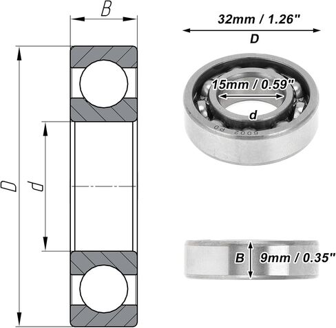 ACROPIX 6002 Deep Groove Ball Bearings P0 15x32x9mm Lubricated Bearings Open Type Silver Tone Scooter Skateboard Wheel 2 Pcs in Kuwait
