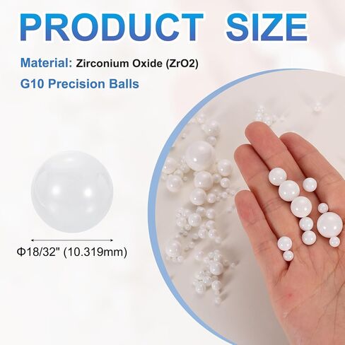 uxcell 4pcs Ceramic Bearing Balls 10.319mm 18/32" ZrO2 Zirconium Oxide Solid Bearing Ball, G10 Precision, White in Kuwait