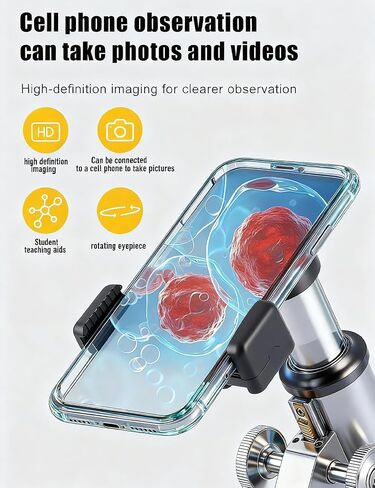 Compound Microscope for Adults & Kids - 40X-2000X High-Power Biological Microscope for Students, School Lab & Home Education, with Slides Set & Phone Adapter (White) in Kuwait