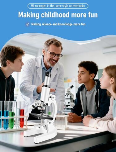Compound Microscope for Adults & Kids - 40X-2000X High-Power Biological Microscope for Students, School Lab & Home Education, with Slides Set & Phone Adapter (White) in Kuwait