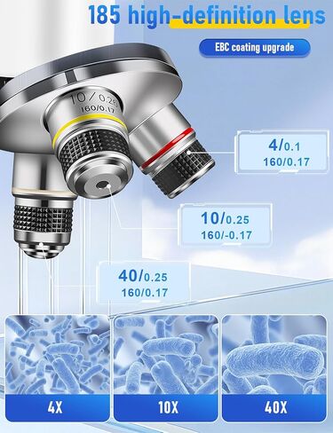 Compound Microscope for Adults & Kids - 40X-2000X High-Power Biological Microscope for Students, School Lab & Home Education, with Slides Set & Phone Adapter (White) in Kuwait