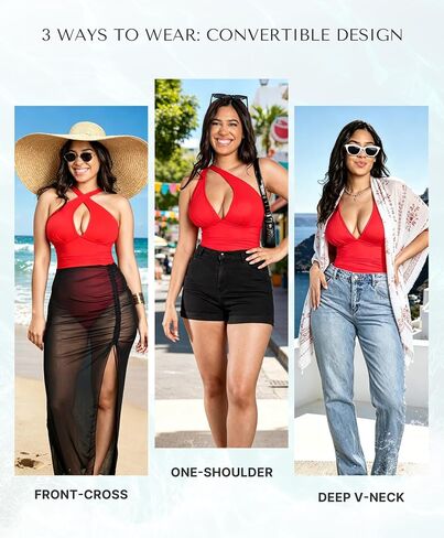 SHAPELLX Tummy Control Swimsuits for Women Shapewear Bathing Suit Cut Out Shaping Swimsuit One Piece Swimwear Red Large in Kuwait
